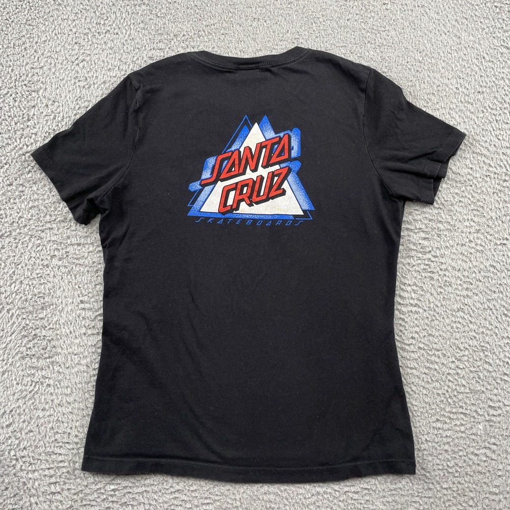 Santa Cruz T-Shirt Womens S Black Triangle Logo Graphic Skate Crew Neck Tee